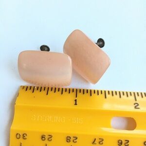 Vintage Sterling Pink Lucite Screw-On Earrings
